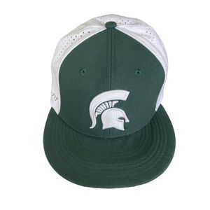 NIKE Green White Michigan State Spartans Flat Brim Dri-Fit Flexfit Hat
